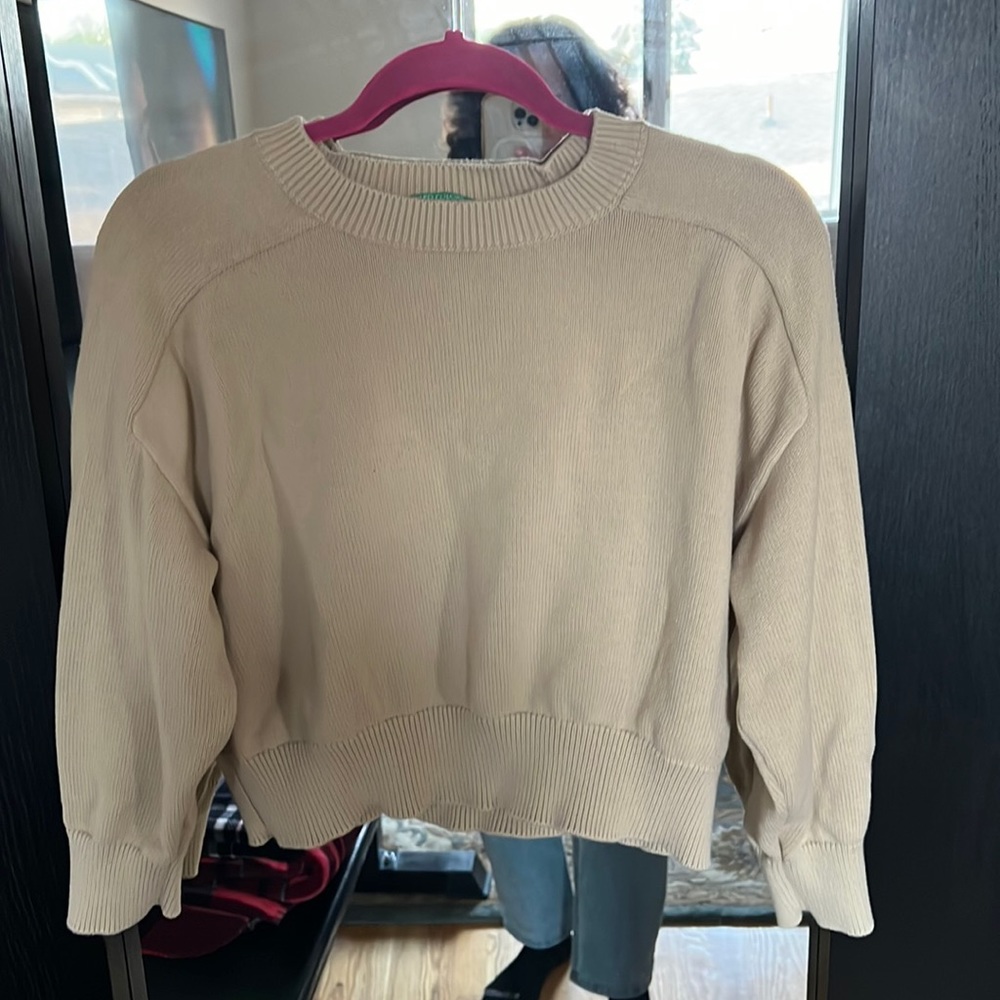 Crop Benetton camel color sweater bought in Italy!